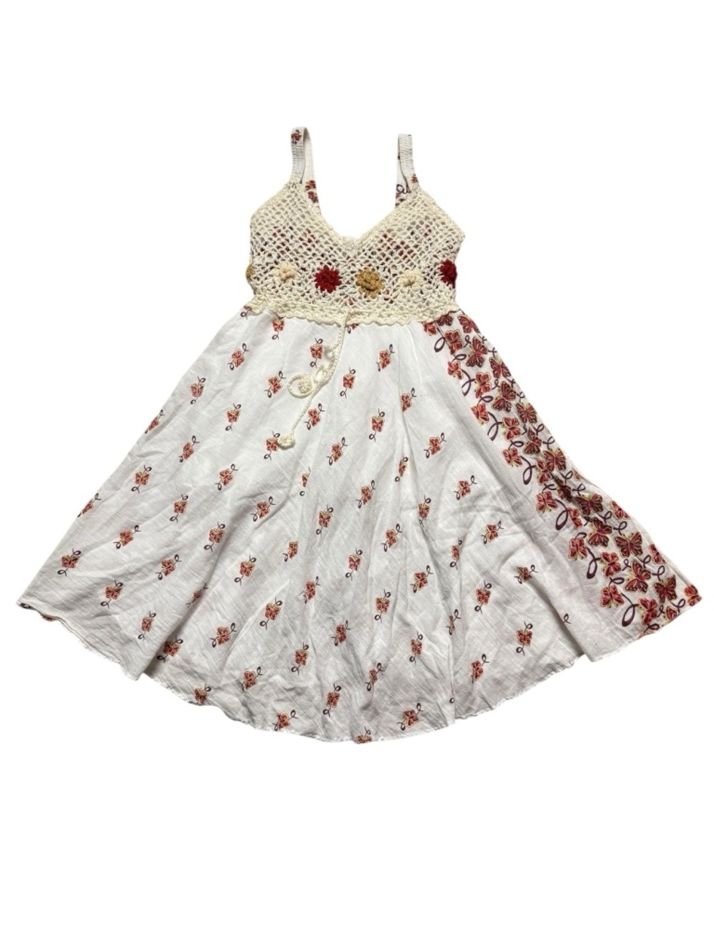 100% cotton white Y2K crochet dress, small